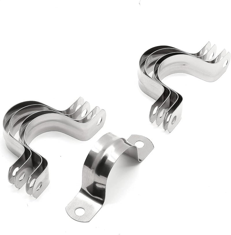 Jersvimc 16Pcs 1 1/4 Inch Stainless Steel Conduit Clamps, Two Hole Strap U Bracket Rigid Pipe Strap Metal U Clamp Conduit Strap Tension Clips U-tube Clamp Heavy Duty - Image 1